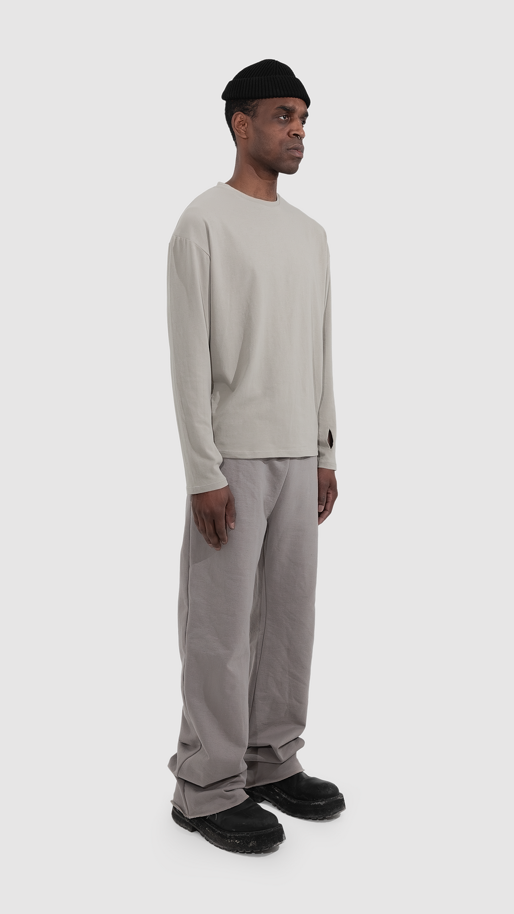 Q-1 Long sleeve T-shirt STONE
